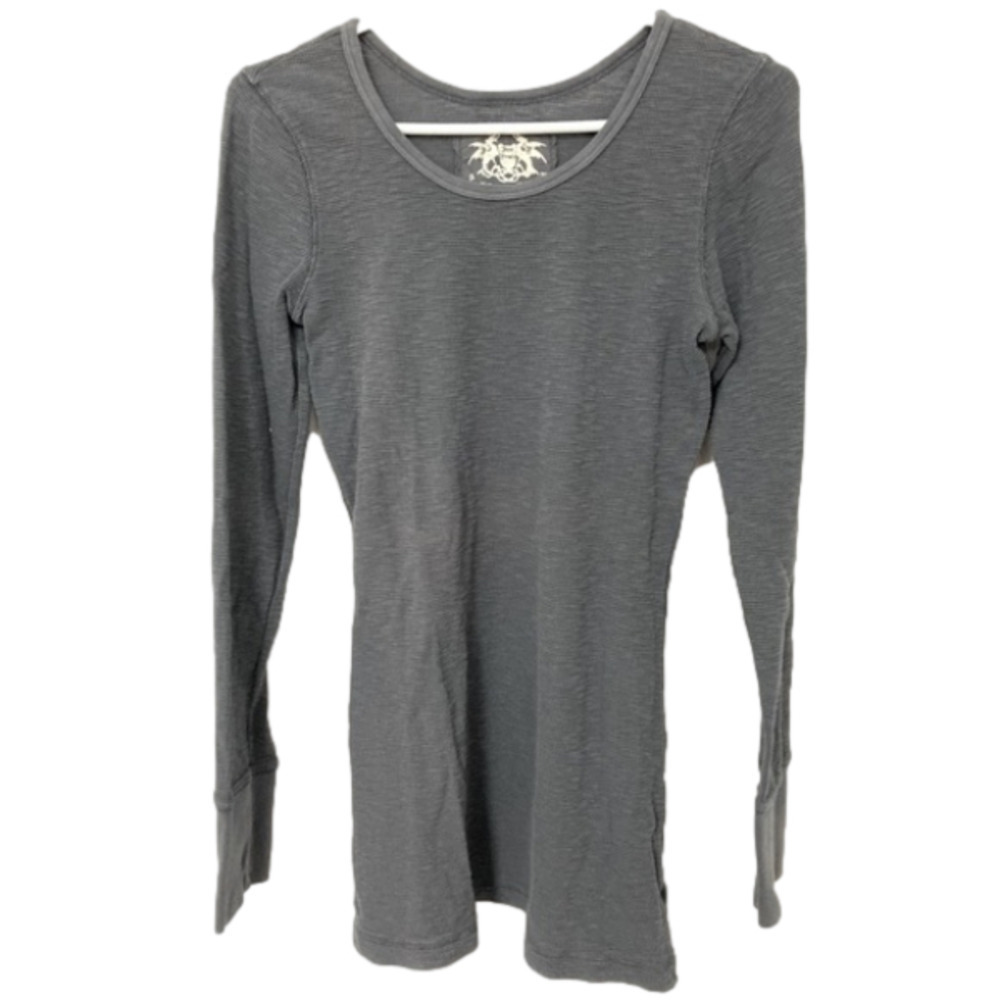 FREE PEOPLE GREY WAFFLE LONG SLEEVE T-SHIRT - Size Small